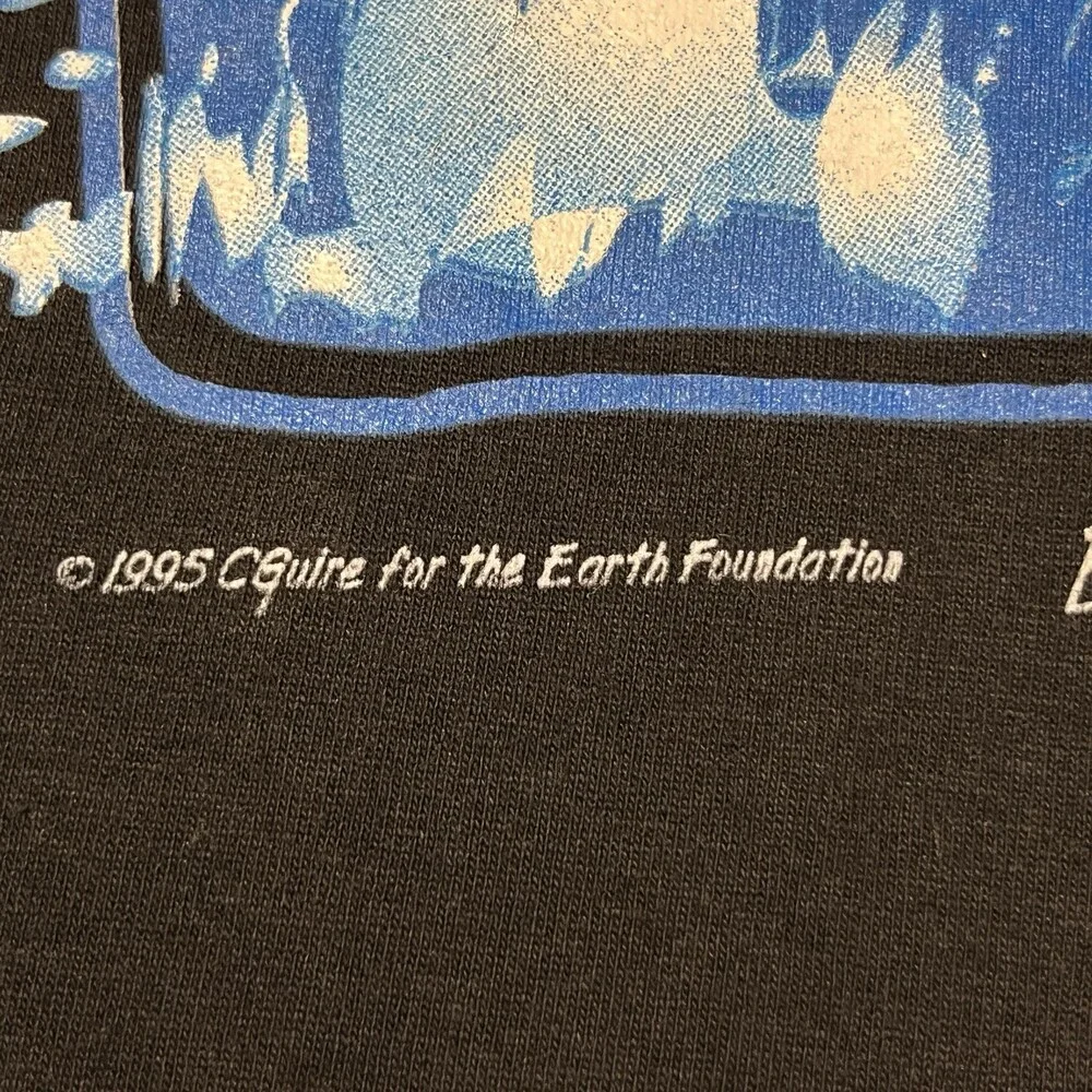 Vintage Dolphin Art Shirt 90s Human-I-Tees Harlequin Extinction Is Forever USA
